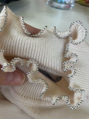 Wit & Wisdom Light Pink Ruffle Trim Turtleneck Sweater